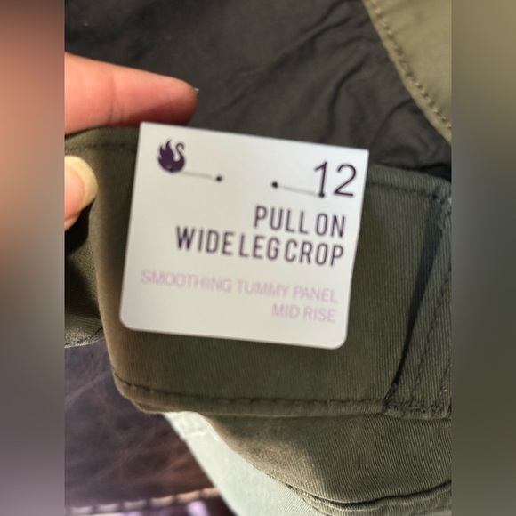 Gloria Vanderbilt Women's Wide Leg Cropped Pants, Green, 12 - Picture 11 of 11